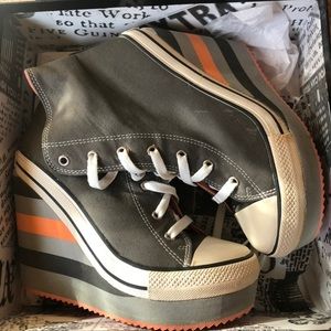 Grey Sneaker Wedges, Rock & Candy GolDluxe